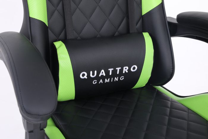 Компьютерное кресло с карбоновыми вставками CARBON Quattro Gaming Черно-зеленый, Zenga экокожа