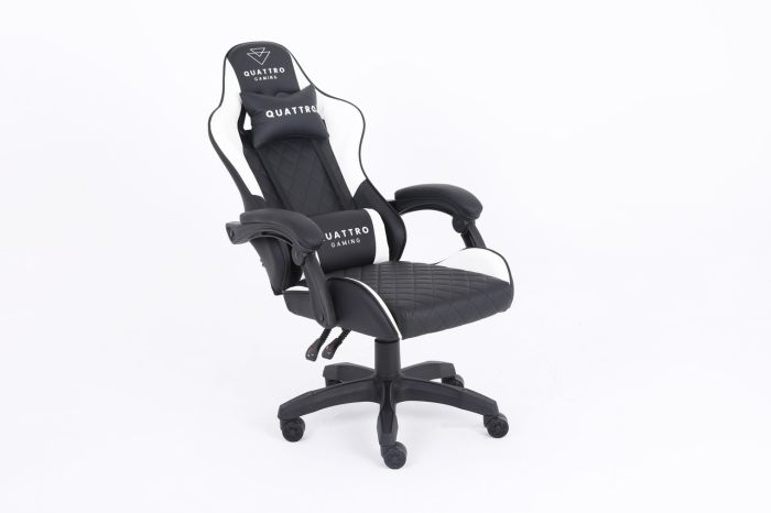 Компьютерное кресло с вставками карбоновыми CARBON Quattro Gaming Черно-белый, Zenga экокожа