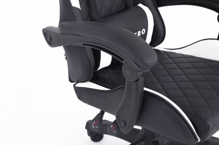 Компьютерное кресло с вставками карбоновыми CARBON Quattro Gaming Черно-белый, Zenga экокожа