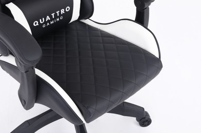 Компьютерное кресло с вставками карбоновыми CARBON Quattro Gaming Черно-белый, Zenga экокожа