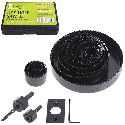 Набор корончатых фрез по дереву 16 предм (19,22,28,32,38,44,54,64,76,89,102,127мм)