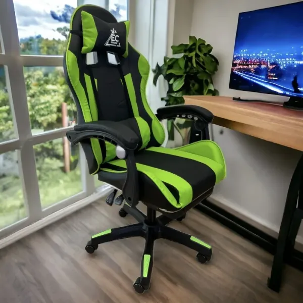 Компьютерное кресло GAMER KO24ZIEL Черно-зеленый, экокожа