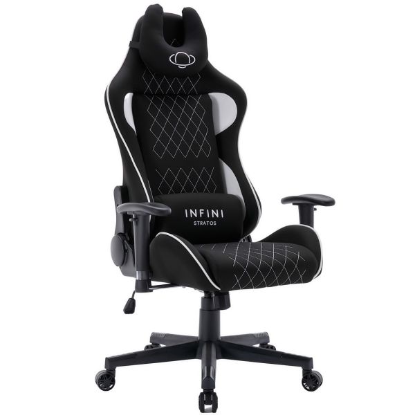 Компьютерное кресло из ткани INFINI Stratos Черно-белый, Zenga ткань