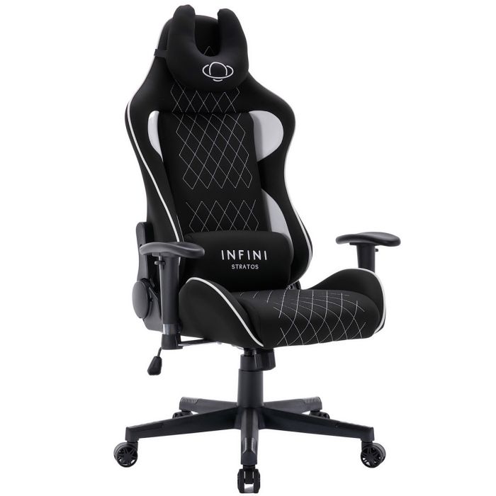 Компьютерное кресло из ткани INFINI Stratos Черно-белый, Zenga ткань