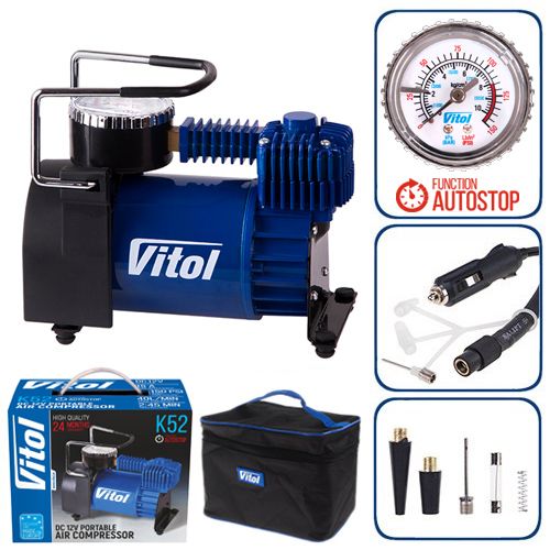 Компрессор "ViTOL" К-52 150psi/15Amp/40л/Автостоп/прикуриватель (К-52)