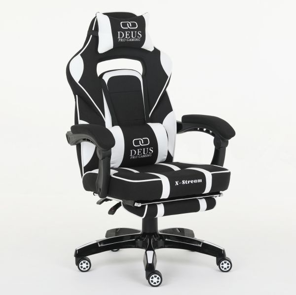Компьютерное кресло из ткани DEUS X-STREAM Черно-белый, Zenga ткань