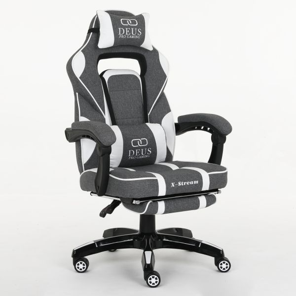 Компьютерное кресло из ткани DEUS X-STREAM Серо-белый, Zenga ткань