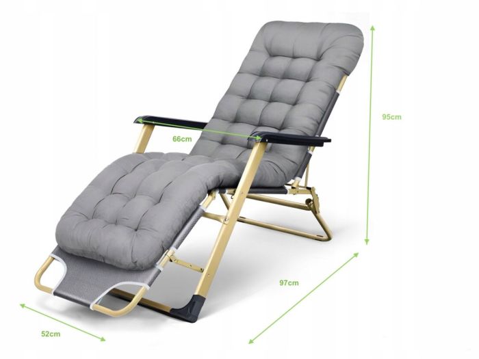 Садовий шезлонг тканинний + матрац IdealGarden CT-SF02-BK-G Чорний