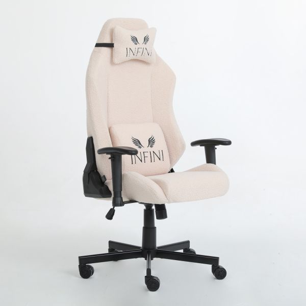 Компьютерное кресло из экомеха Infini BOUCLE Кремовая, Zenga ткань
