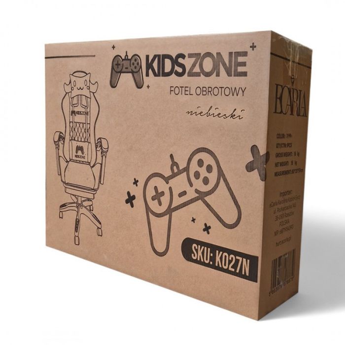 Компьютерное кресло KIDS ZONE KO27N Бело-голубой, экокожа