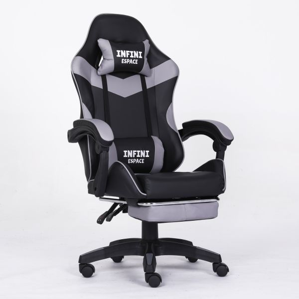 Компьютерное кресло с подставкой для ног INFINI ESPACE Черно-серый