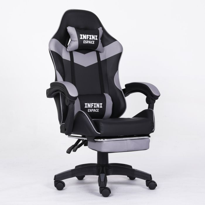 Компьютерное кресло с подставкой для ног INFINI ESPACE Черно-серый
