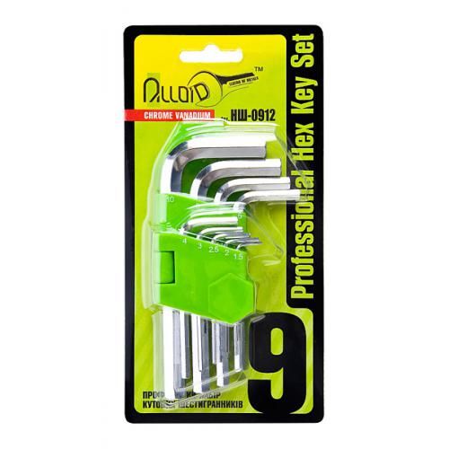 Набор ключей шестигранных, изогнутых. 9 пр. 1,5-10 мм Alloid