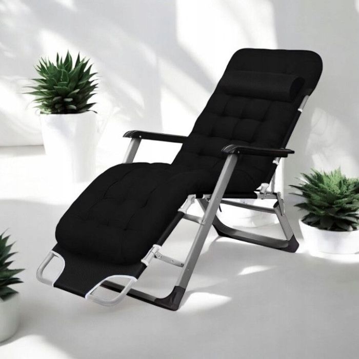 Садовий шезлонг тканинний + матрац IdealGarden CT-SF02-BK-G Чорний