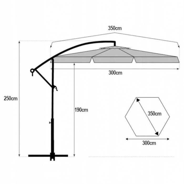 Парасоля садова з нахилом та LED підсвіткою Ecarla OGP11K Кремовий