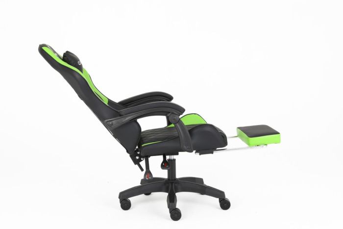 Комп‘ютерне крісло із підставкою для ніг CARBON Quattro Gaming Чорно-зелений