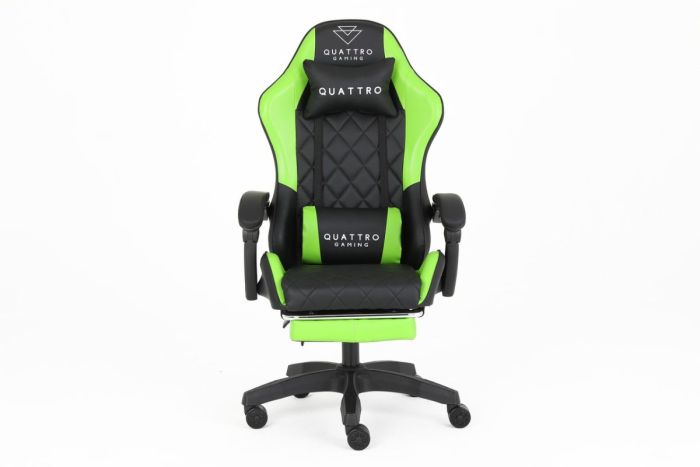 Комп‘ютерне крісло із підставкою для ніг CARBON Quattro Gaming Чорно-зелений