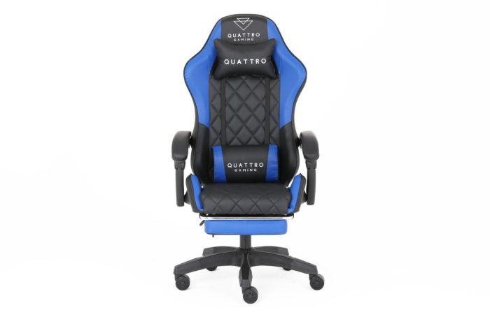 Комп‘ютерне крісло із підставкою для ніг CARBON Quattro Gaming Чорно-синій