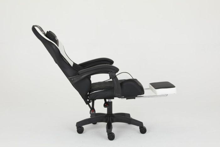 Комп‘ютерне крісло із підставкою для ніг CARBON Quattro Gaming Чорно-білий