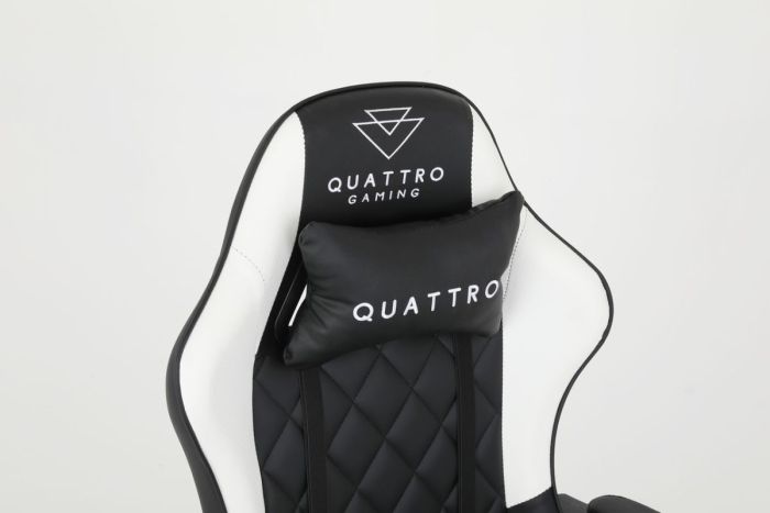 Комп‘ютерне крісло із підставкою для ніг CARBON Quattro Gaming Чорно-білий