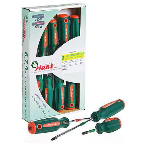 Набор отверток шлиц и крест 9 предметов (06400-9MG) HANS