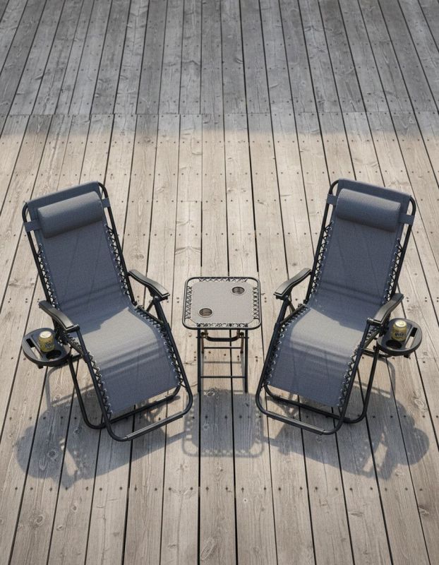 Набір садових лежаків зі столиком Ideal Garden TDC-2503 Графітовий