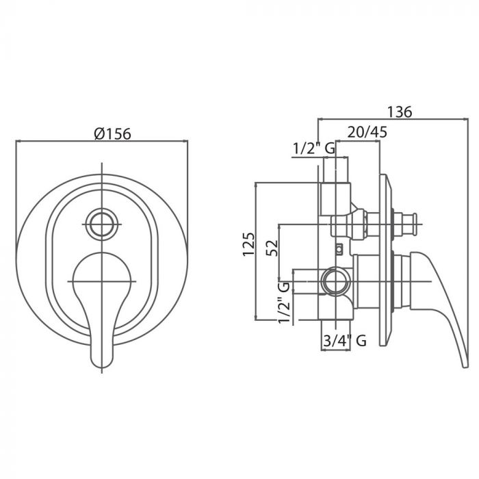Смеситель скрытого монтажа для душа Bianchi Star INDSTR2010STRCRM для двух потребителей