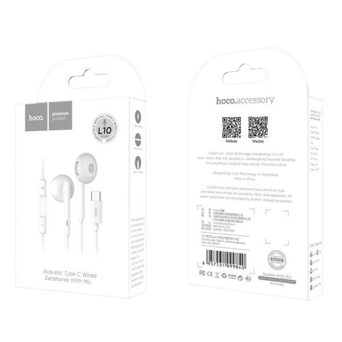 Стерео Наушники Hoco L10 Type-C