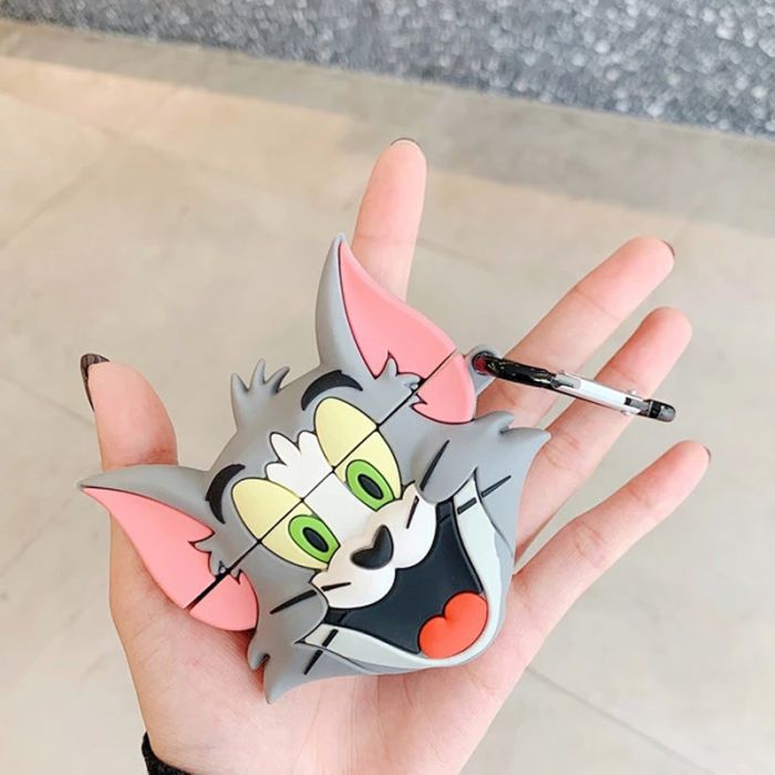 Силиконовый футляр Tom & Jerry series для наушников AirPods 1/2 + карабин
