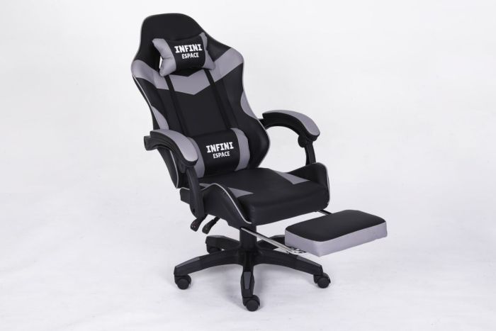 Компьютерное кресло с подставкой для ног INFINI ESPACE Черно-серый
