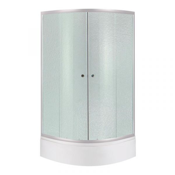 Душевая кабина Latwa SC80x80.SAT.MID.FR полукруглая, стекло Frost 4 мм + Душевой поддон KAPIELKA ST80x80x26, с панелью Lidz