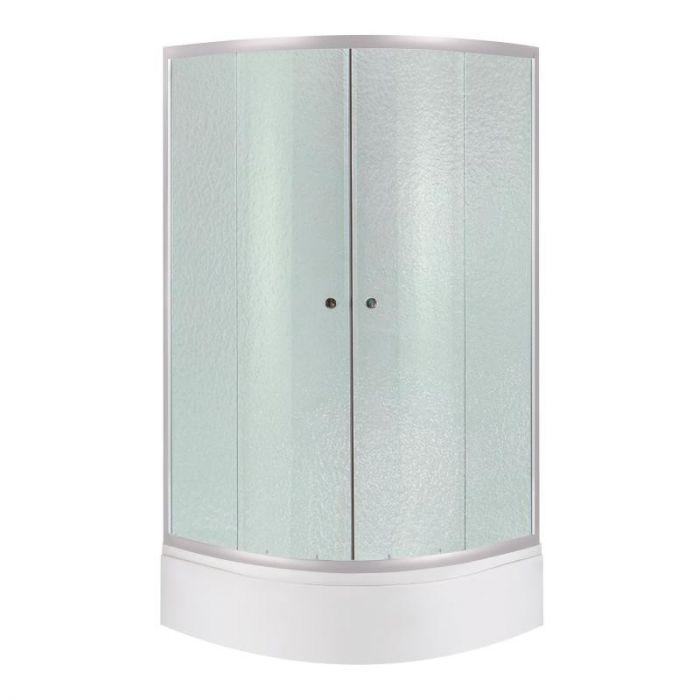 Душевая кабина Latwa SC80x80.SAT.MID.FR полукруглая, стекло Frost 4 мм + Душевой поддон KAPIELKA ST80x80x26, с панелью Lidz