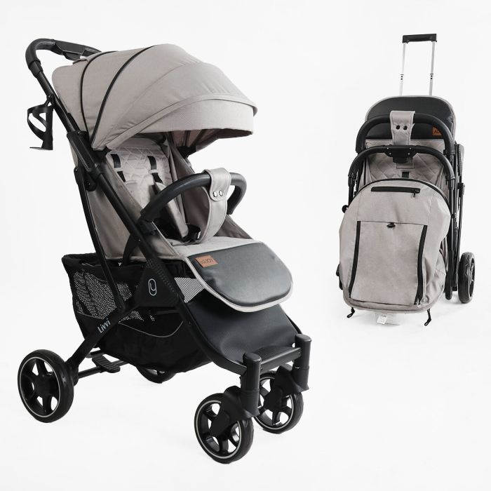 Детская прогулочная Коляска JOY "Livvi" (LV-09257) серая, футкавер, подстаканник, телескопическая ручка